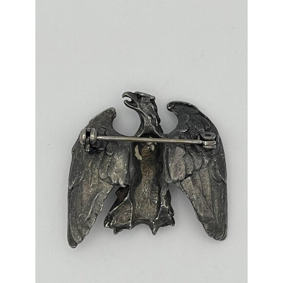 Vintage 2" Patriotic Eagle Pin Brooch Silver Tone Patina - Picture 2 of 6